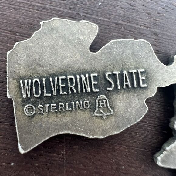 Vintage Estate 925 Sterling Silver Wolverine State of Michigan Charm Pendant - Picture 3 of 6